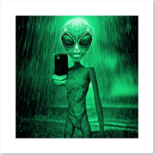 Funny Alien Selfie Invader Sci-fi Space Planet X Posters and Art